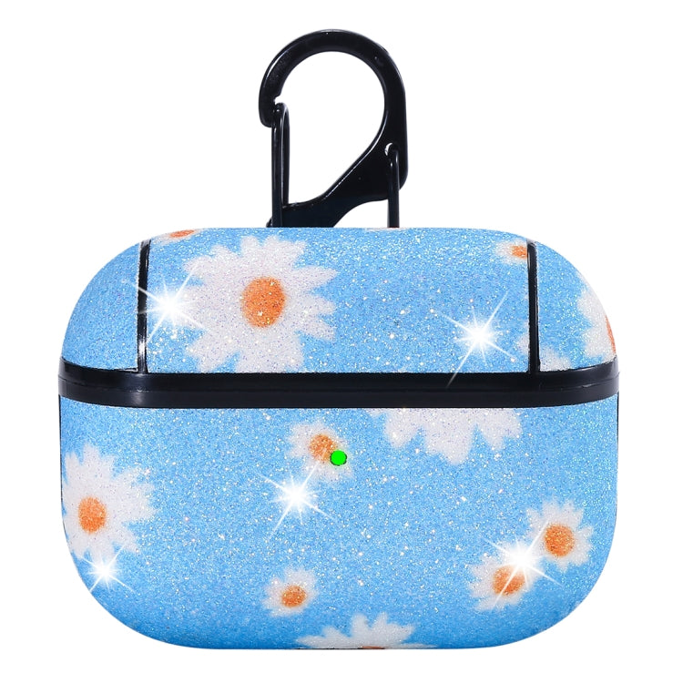 For AirPods Pro PC + PU Glitter Daisy Pattern Earphone Protective Case with Hook