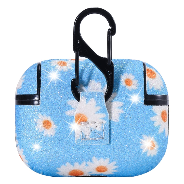 For AirPods Pro PC + PU Glitter Daisy Pattern Earphone Protective Case with Hook