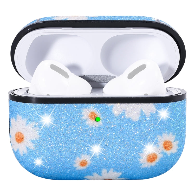 For AirPods Pro PC + PU Glitter Daisy Pattern Earphone Protective Case with Hook
