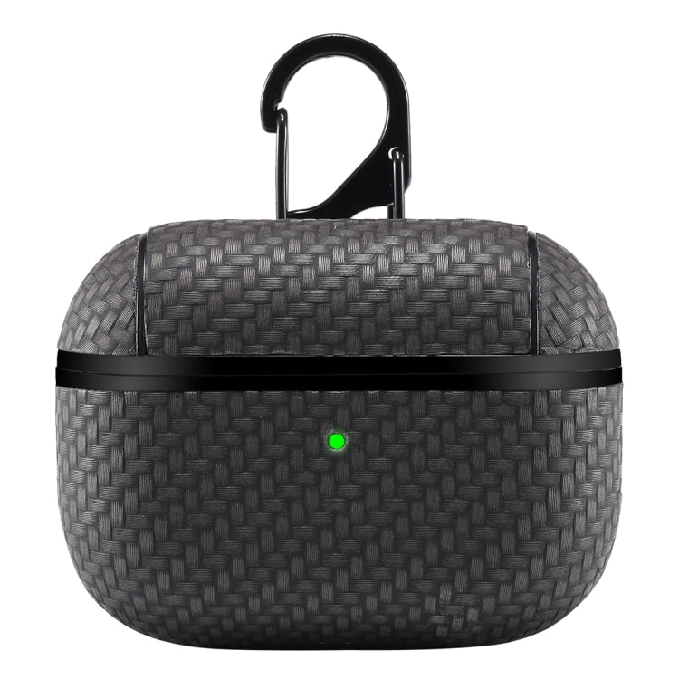 For AirPods Pro PC + PU Carbon Fiber Earphone Protective Case with Hook