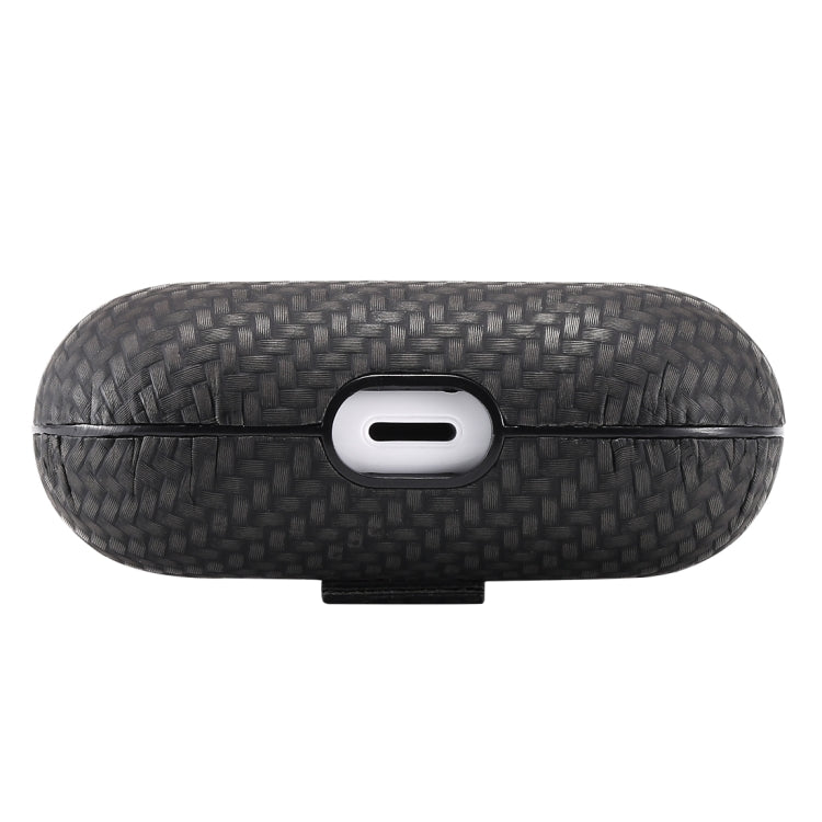 For AirPods Pro PC + PU Carbon Fiber Earphone Protective Case with Hook