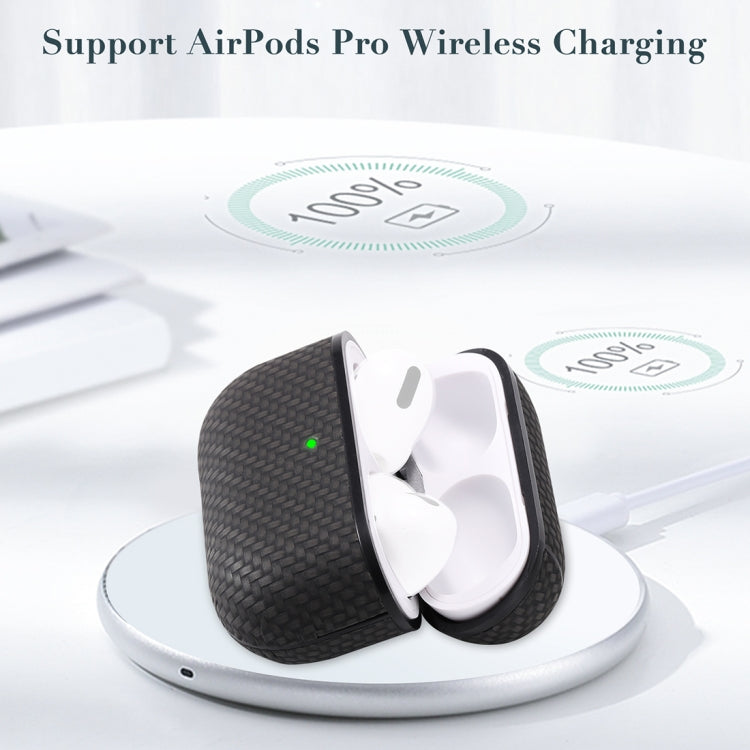 For AirPods Pro PC + PU Carbon Fiber Earphone Protective Case with Hook