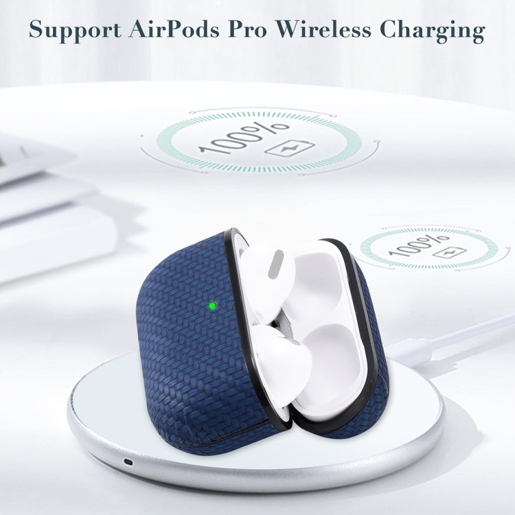For AirPods Pro PC + PU Carbon Fiber Earphone Protective Case with Hook