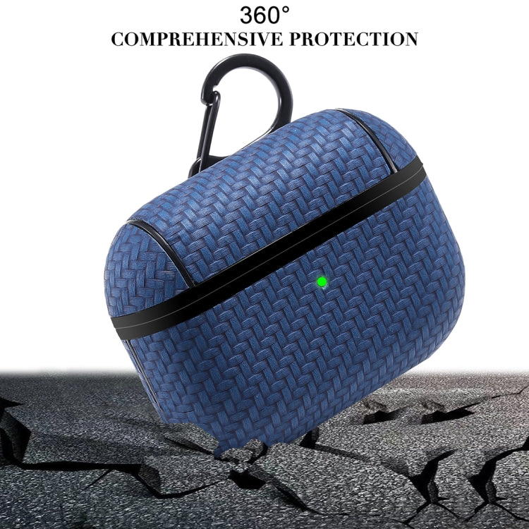 For AirPods Pro PC + PU Carbon Fiber Earphone Protective Case with Hook