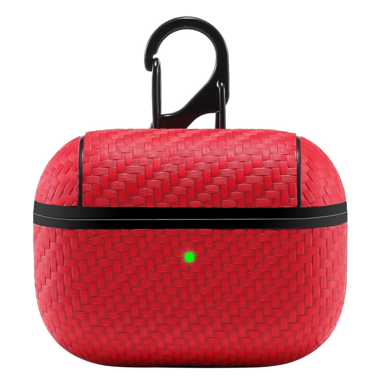 For AirPods Pro PC + PU Carbon Fiber Earphone Protective Case with Hook