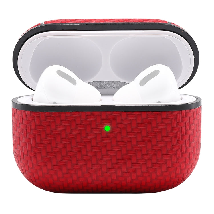 For AirPods Pro PC + PU Carbon Fiber Earphone Protective Case with Hook