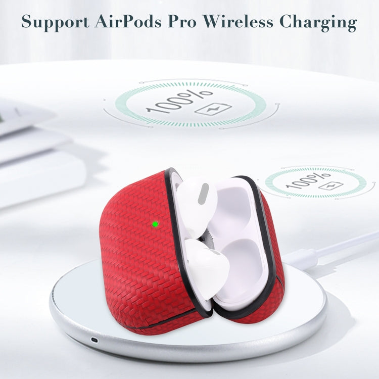 For AirPods Pro PC + PU Carbon Fiber Earphone Protective Case with Hook