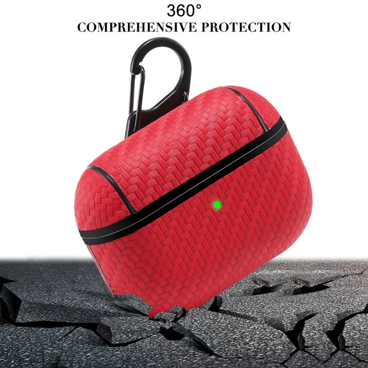 For AirPods Pro PC + PU Carbon Fiber Earphone Protective Case with Hook