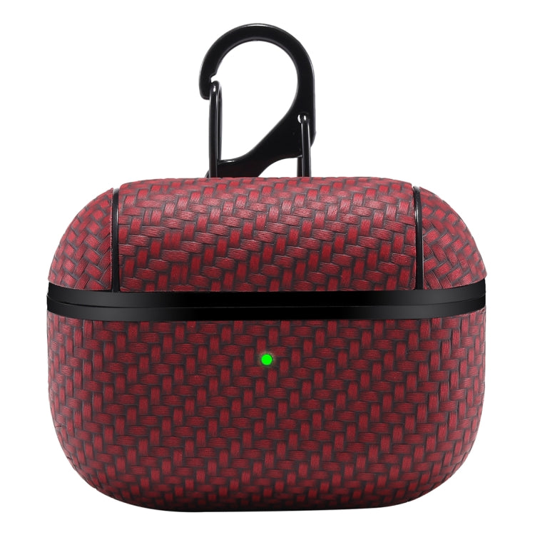 For AirPods Pro PC + PU Carbon Fiber Earphone Protective Case with Hook