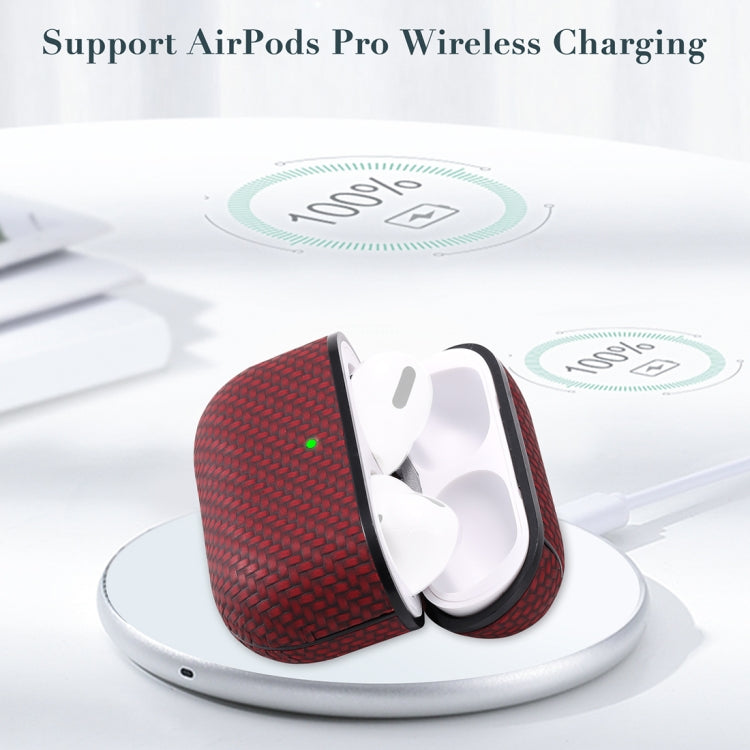 For AirPods Pro PC + PU Carbon Fiber Earphone Protective Case with Hook