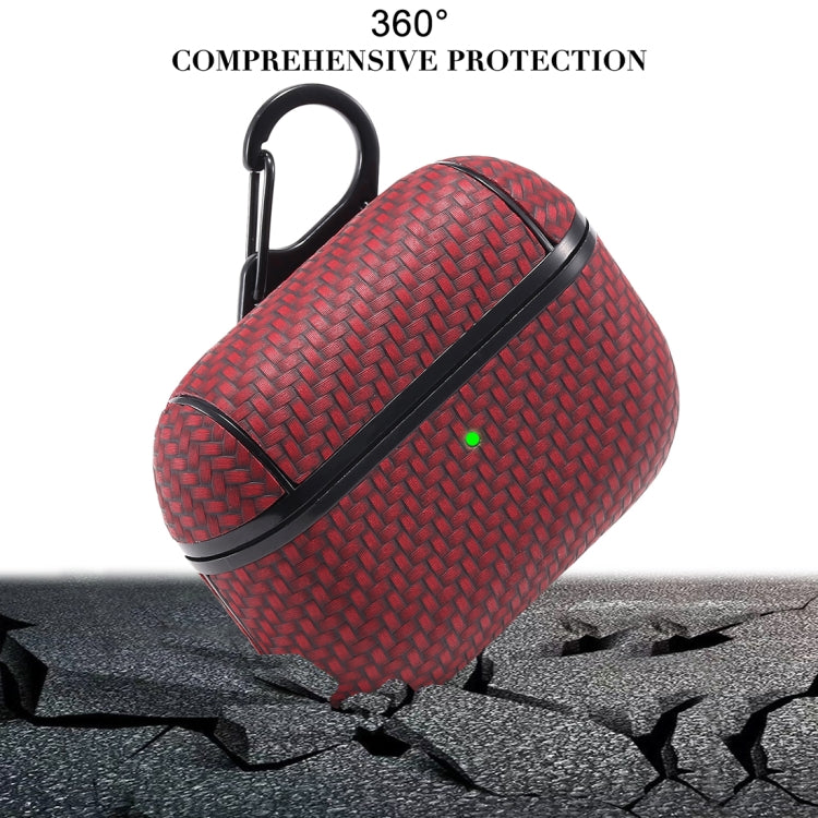 For AirPods Pro PC + PU Carbon Fiber Earphone Protective Case with Hook