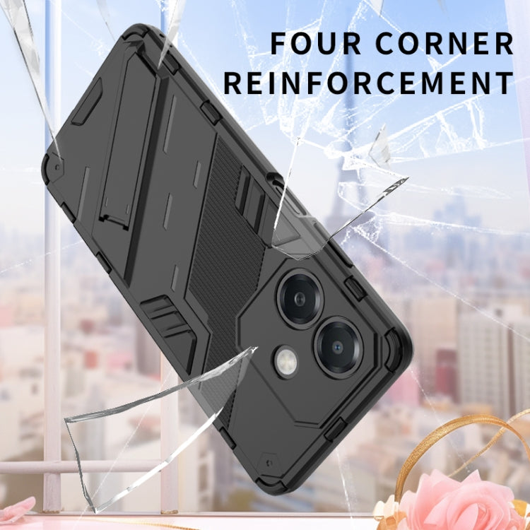 For OPPO A3X 5G India Punk Armor 2 in 1 PC + TPU Phone Case with Holder