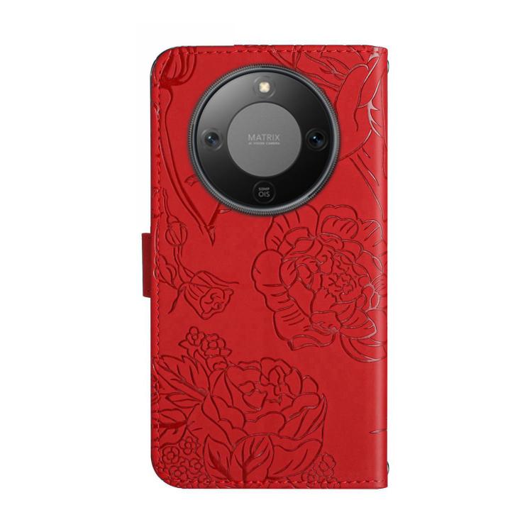 For Honor X9d 5G Global HT03 Skin Feel Butterfly Embossed Flip Leather Phone Case