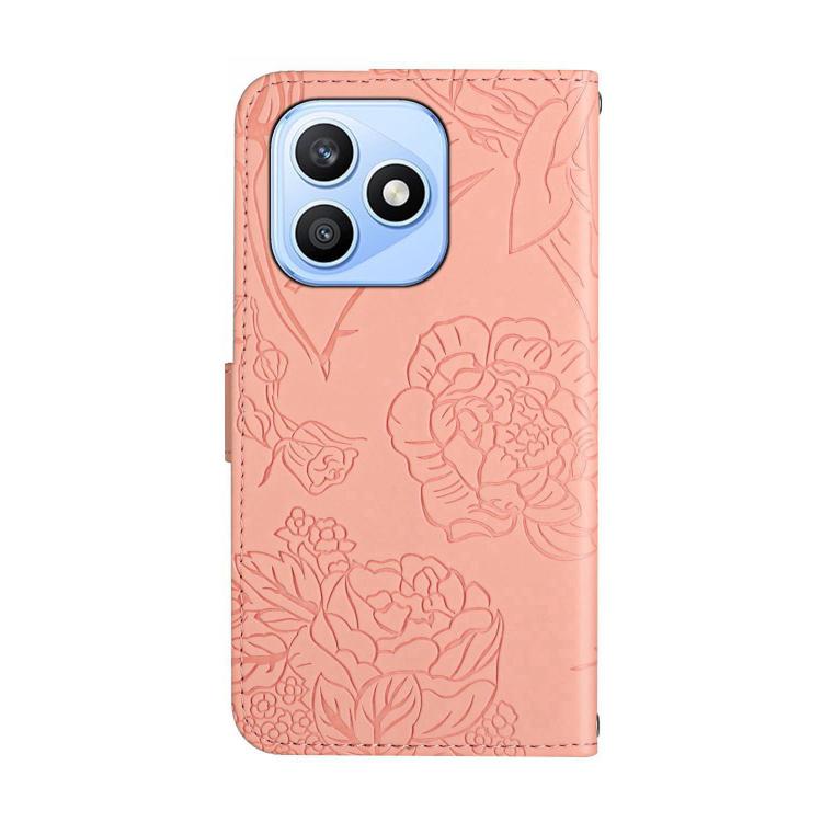 For Honor X8d 4G HT03 Skin Feel Butterfly Embossed Flip Leather Phone Case