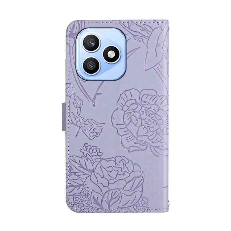 For Honor X8d 4G HT03 Skin Feel Butterfly Embossed Flip Leather Phone Case