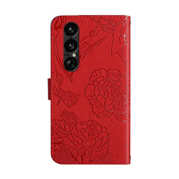 For Sony Xperia 1 VII HT03 Skin Feel Butterfly Embossed Flip Leather Phone Case