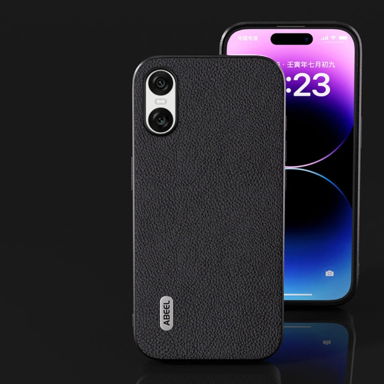 For Sony Xperia 10 VI ABEEL Genuine Leather + PC Litchi Texture Phone Case