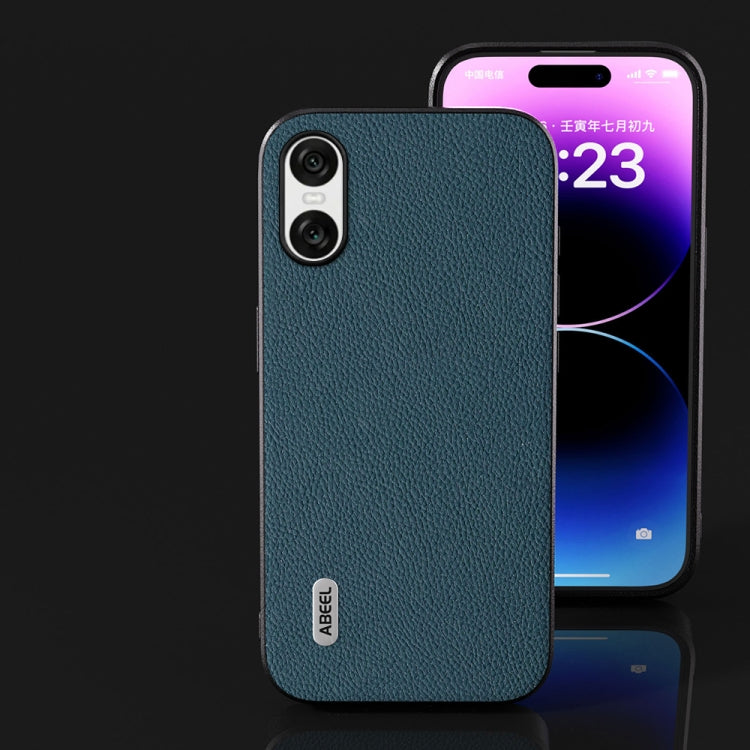 For Sony Xperia 10 VI ABEEL Genuine Leather + PC Litchi Texture Phone Case