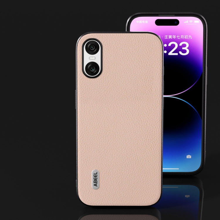 For Sony Xperia 10 VI ABEEL Genuine Leather + PC Litchi Texture Phone Case