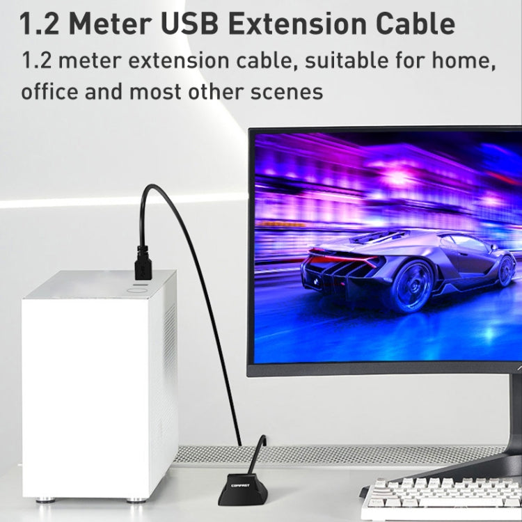 COMFAST CF-U318 1.2m High Speed USB 3.0 Extension Cable with Base(Black)