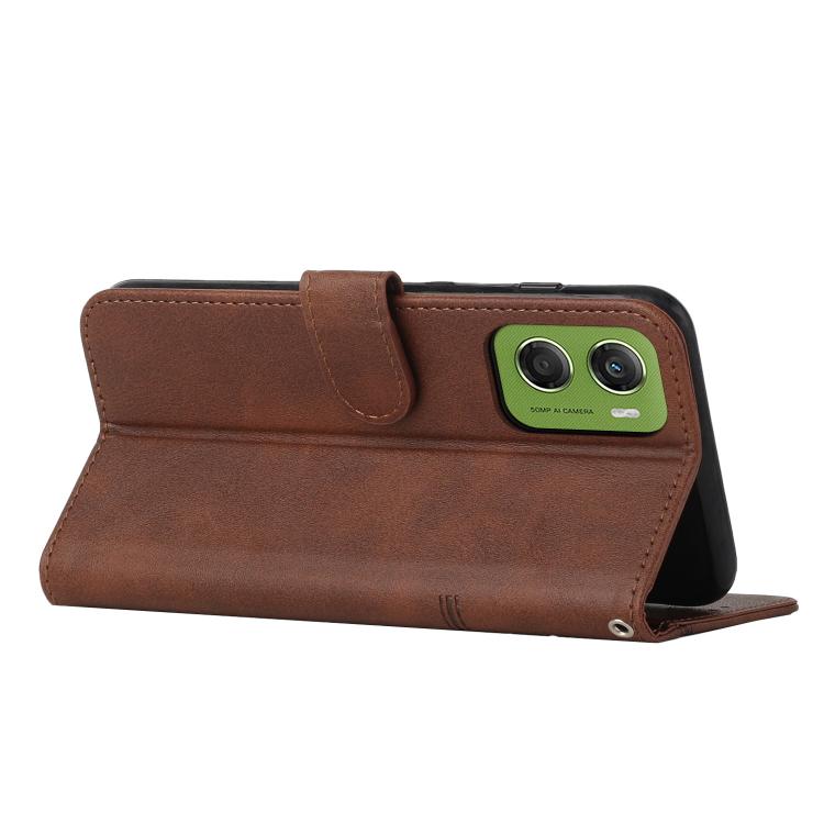 For Motorola Moto G06 4G Stitching Calf Texture Buckle Leather Phone Case