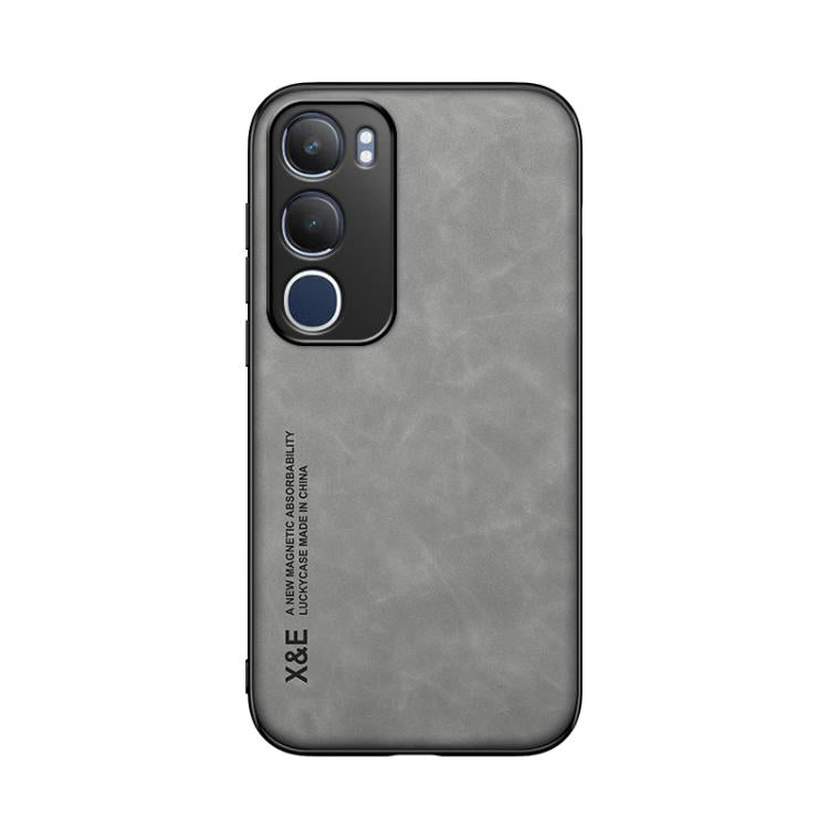 For vivo Y19s Skin Feel Magnetic Leather Back Phone Case