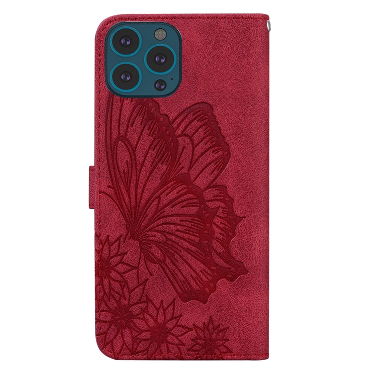 For iPhone 15 Pro Max Retro Skin Feel Butterflies Embossing Leather Phone Case