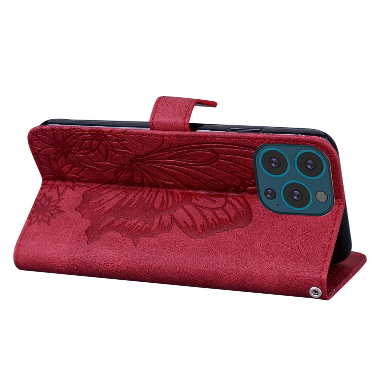 For iPhone 15 Pro Max Retro Skin Feel Butterflies Embossing Leather Phone Case