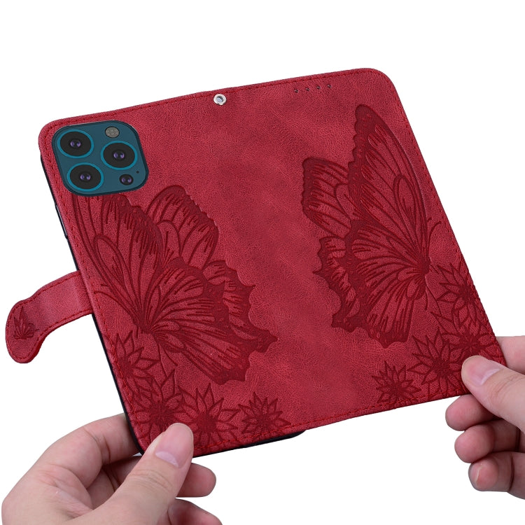 For iPhone 15 Pro Max Retro Skin Feel Butterflies Embossing Leather Phone Case