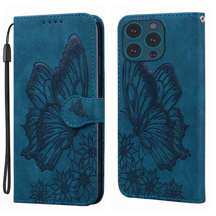 For iPhone 15 Pro Max Retro Skin Feel Butterflies Embossing Leather Phone Case