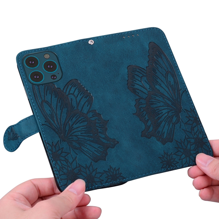 For iPhone 15 Pro Max Retro Skin Feel Butterflies Embossing Leather Phone Case