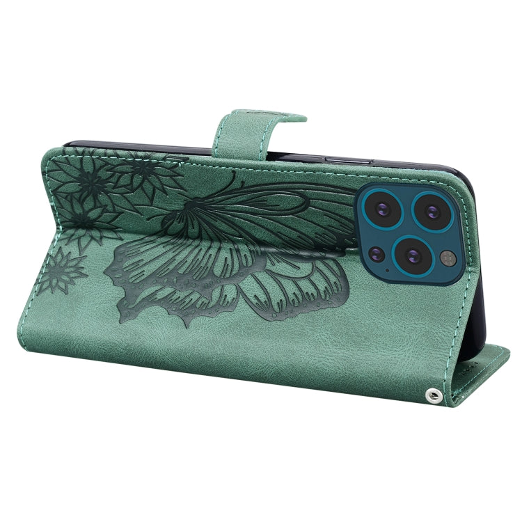 For iPhone 15 Pro Max Retro Skin Feel Butterflies Embossing Leather Phone Case