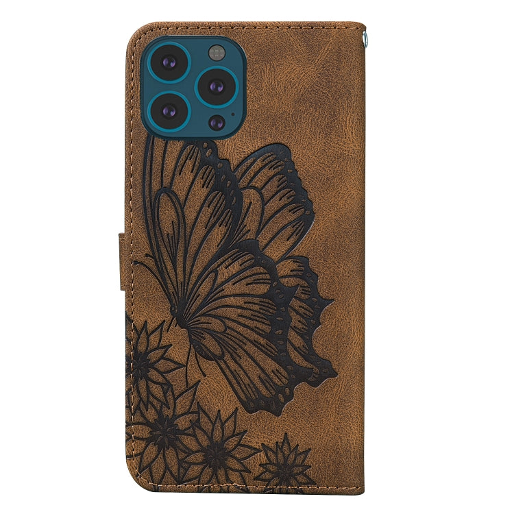 For iPhone 15 Pro Max Retro Skin Feel Butterflies Embossing Leather Phone Case