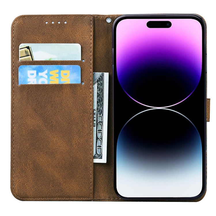 For iPhone 15 Pro Max Retro Skin Feel Butterflies Embossing Leather Phone Case