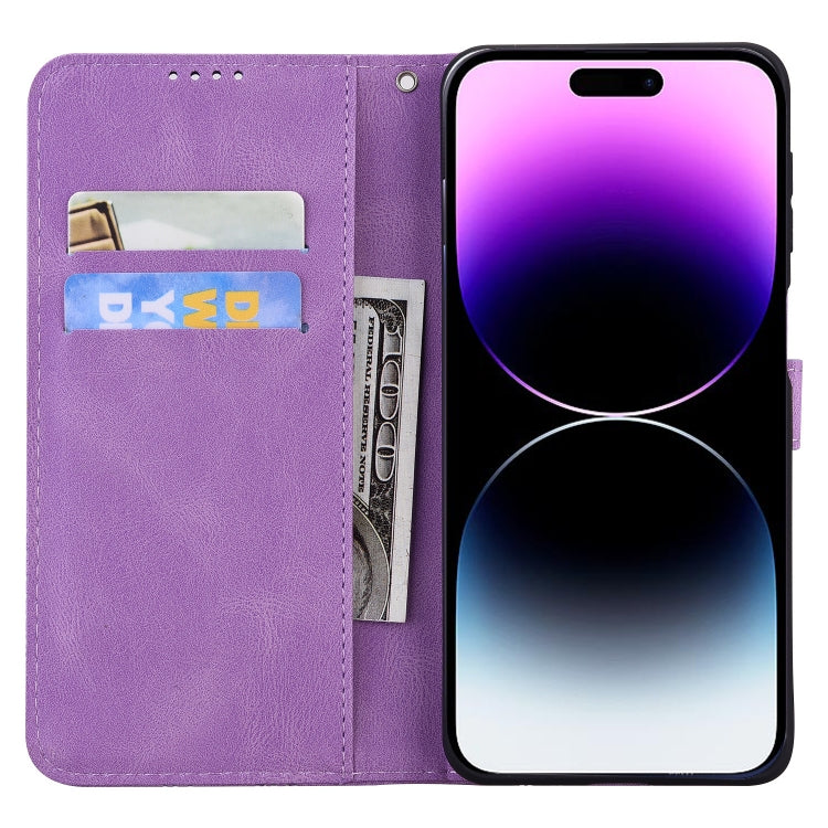 For iPhone 15 Pro Max Retro Skin Feel Butterflies Embossing Leather Phone Case