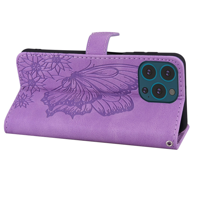 For iPhone 15 Pro Max Retro Skin Feel Butterflies Embossing Leather Phone Case