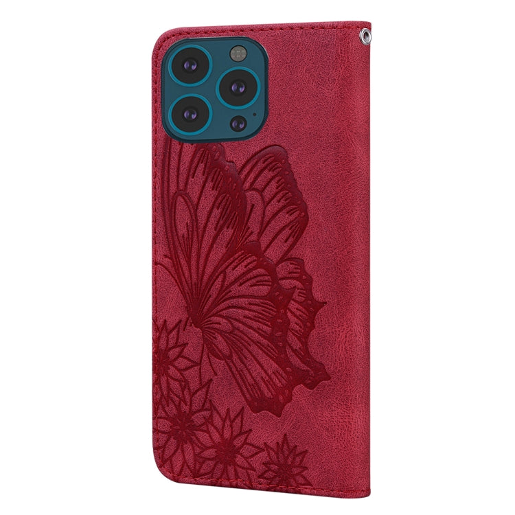 For iPhone 15 Pro Retro Skin Feel Butterflies Embossing Leather Phone Case