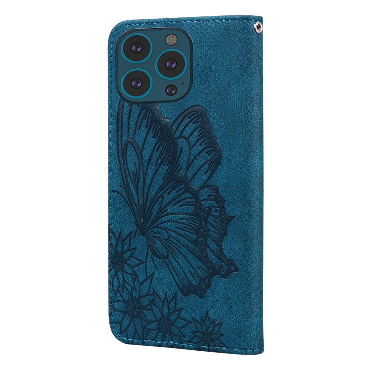 For iPhone 15 Pro Retro Skin Feel Butterflies Embossing Leather Phone Case