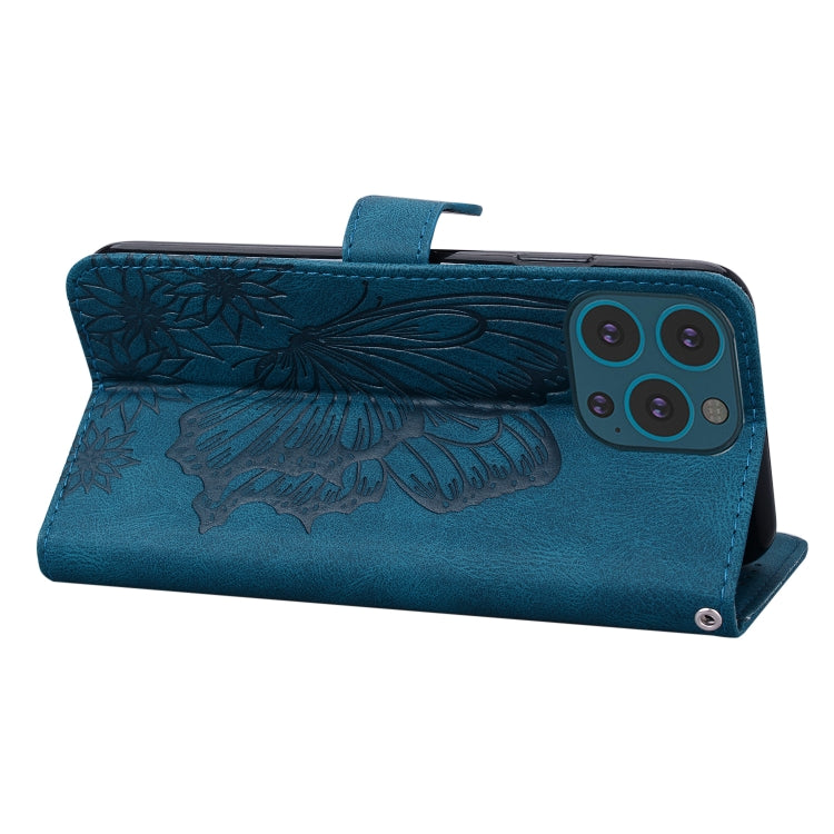 For iPhone 15 Pro Retro Skin Feel Butterflies Embossing Leather Phone Case
