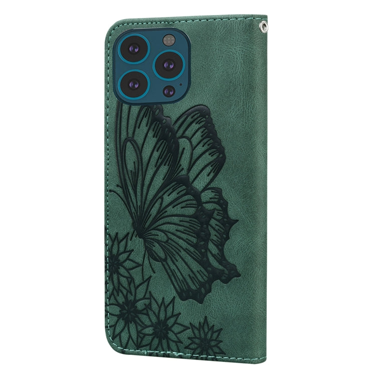 For iPhone 15 Pro Retro Skin Feel Butterflies Embossing Leather Phone Case