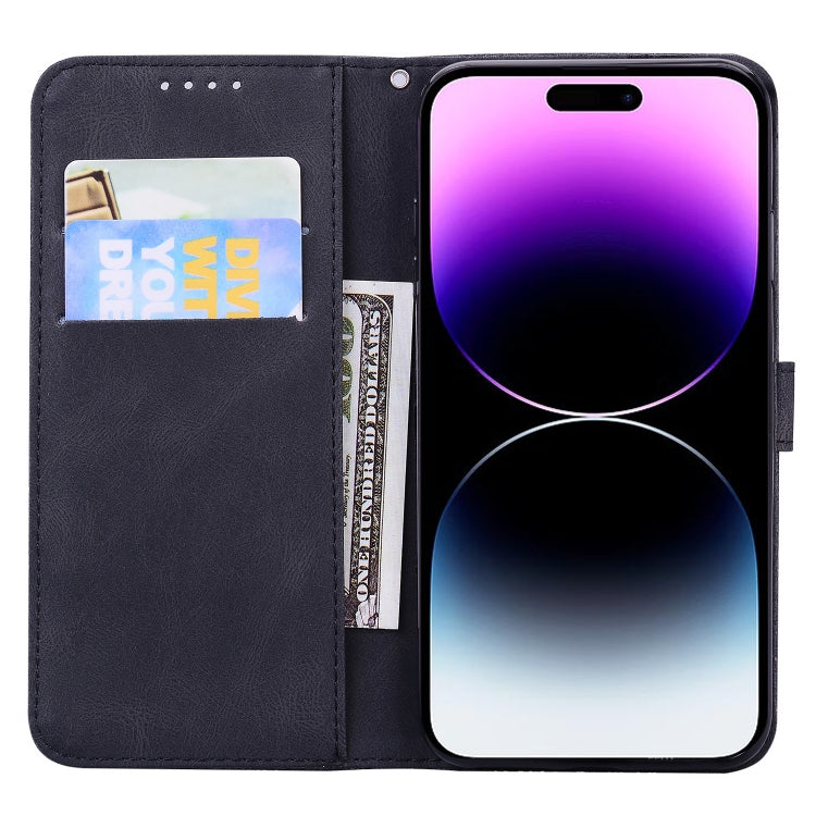 For iPhone 15 Pro Retro Skin Feel Butterflies Embossing Leather Phone Case
