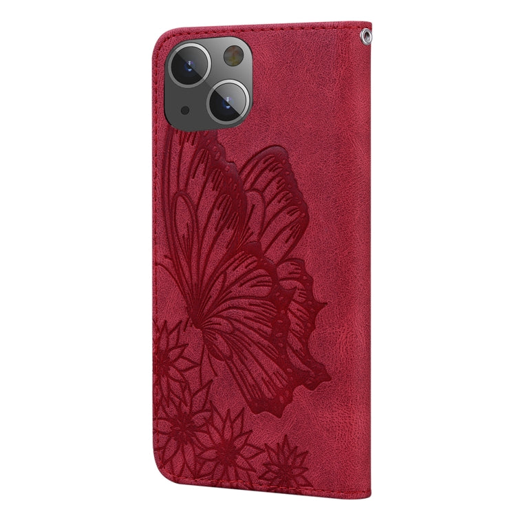 For iPhone 15 Plus Retro Skin Feel Butterflies Embossing Leather Phone Case