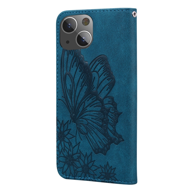 For iPhone 15 Plus Retro Skin Feel Butterflies Embossing Leather Phone Case