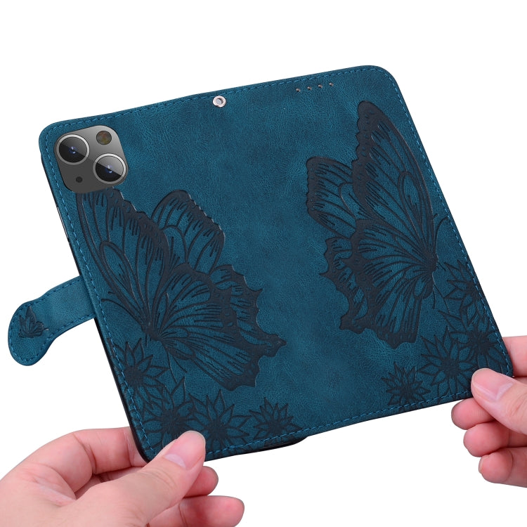 For iPhone 15 Plus Retro Skin Feel Butterflies Embossing Leather Phone Case