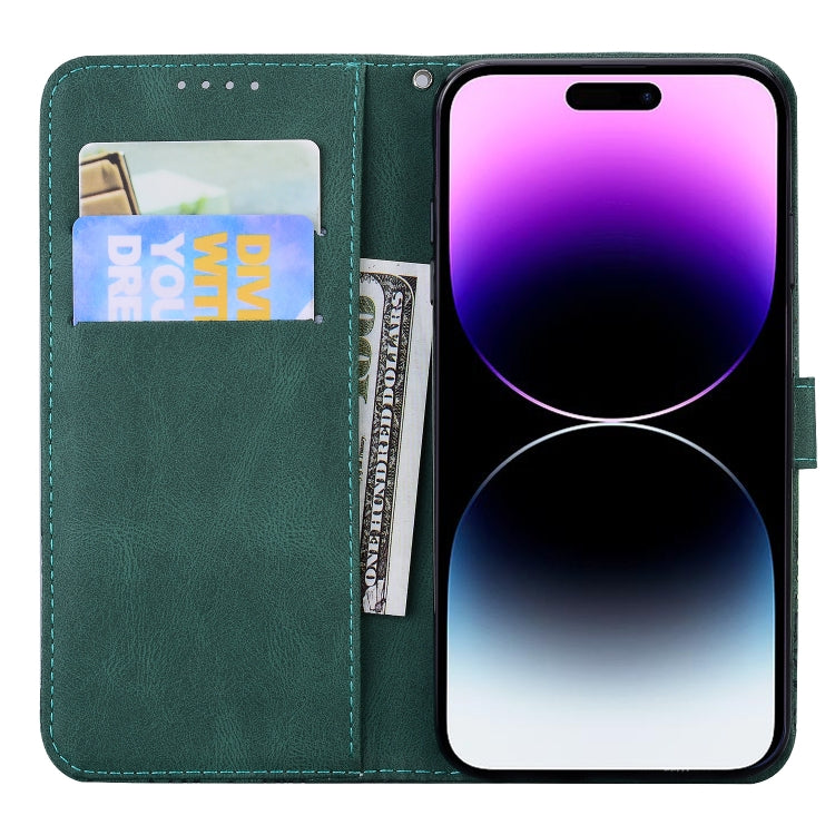For iPhone 15 Plus Retro Skin Feel Butterflies Embossing Leather Phone Case