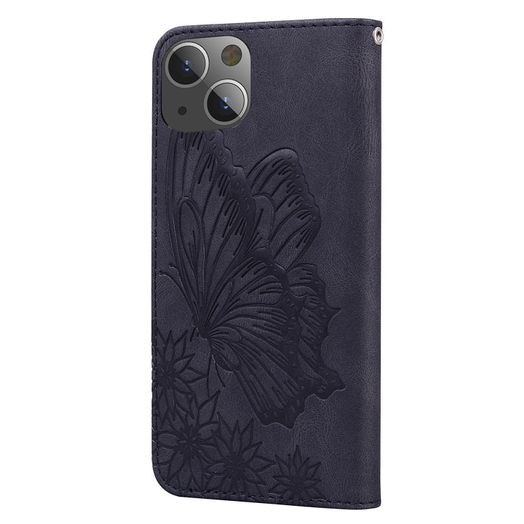 For iPhone 15 Plus Retro Skin Feel Butterflies Embossing Leather Phone Case