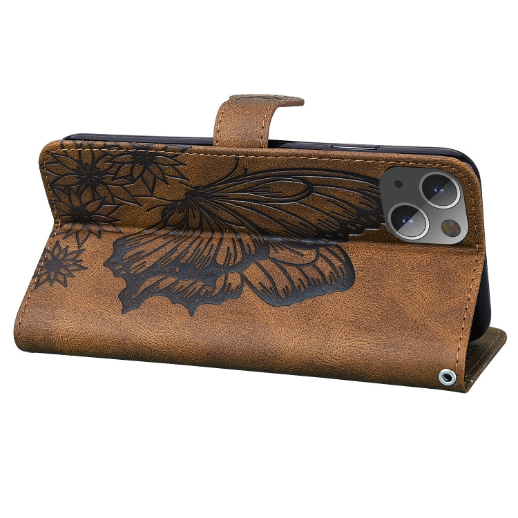 For iPhone 15 Plus Retro Skin Feel Butterflies Embossing Leather Phone Case