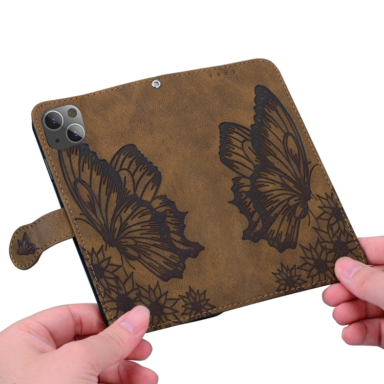 For iPhone 15 Plus Retro Skin Feel Butterflies Embossing Leather Phone Case