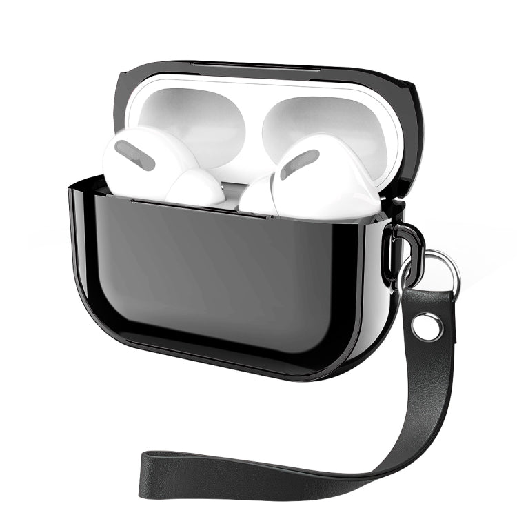 For AirPods Pro Electroplating TPU Solid Color Earphone Protective Case with Lanyard