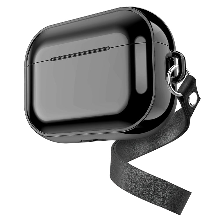 For AirPods Pro Electroplating TPU Solid Color Earphone Protective Case with Lanyard